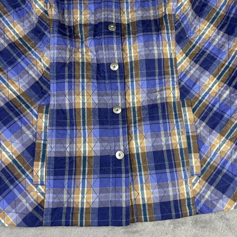 CJ Banks Vest Womens 2X Blue Plaid‎ Quilted Button Front Pockets Lined 20/22W